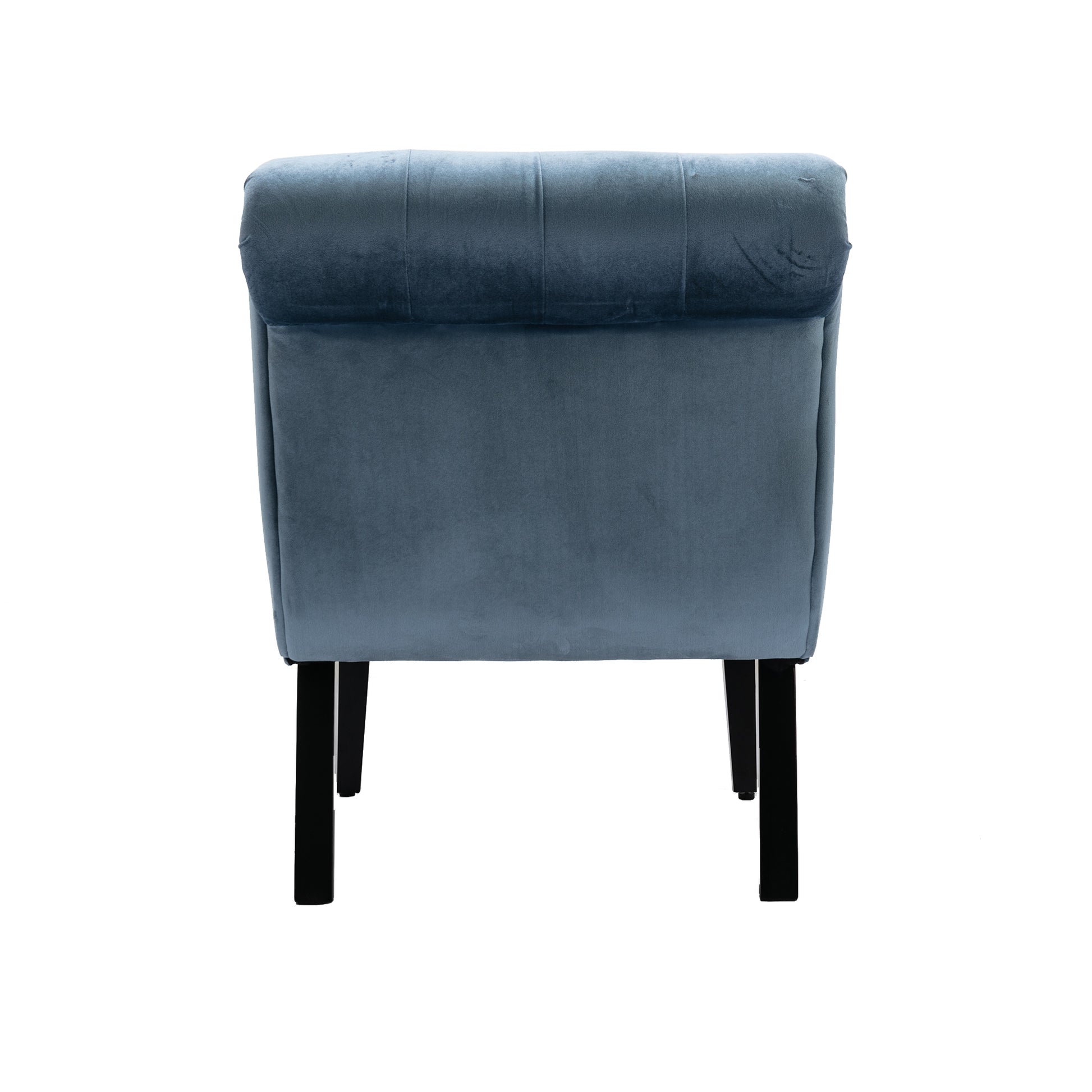 Coolmore Modern Velvet Armless Accent Living Room Chair Leisure Chair,Upholstered Fabric Button Comfortable Chair With Wooden Legs For Bedroom, Living Room, Office Light Blue Velvet Light Blue Foam Velvet
