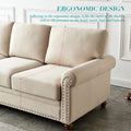 Linen Fabric Upholstery With Storage Sofa 1 2 3 Sectional Beige Beige Foam Fabric