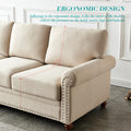 Linen Fabric Upholstery With Storage Sofa Beige Beige Foam Fabric