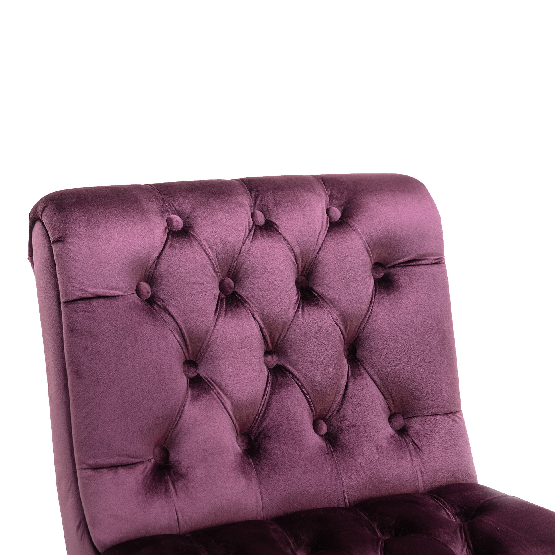 Coolmore Modern Velvet Armless Accent Living Room Chair Leisure Chair,Upholstered Fabric Button Comfortable Chair With Wooden Legs For Bedroom, Living Room, Office Purple Velvet Purple Primary Living Space Foam Velvet