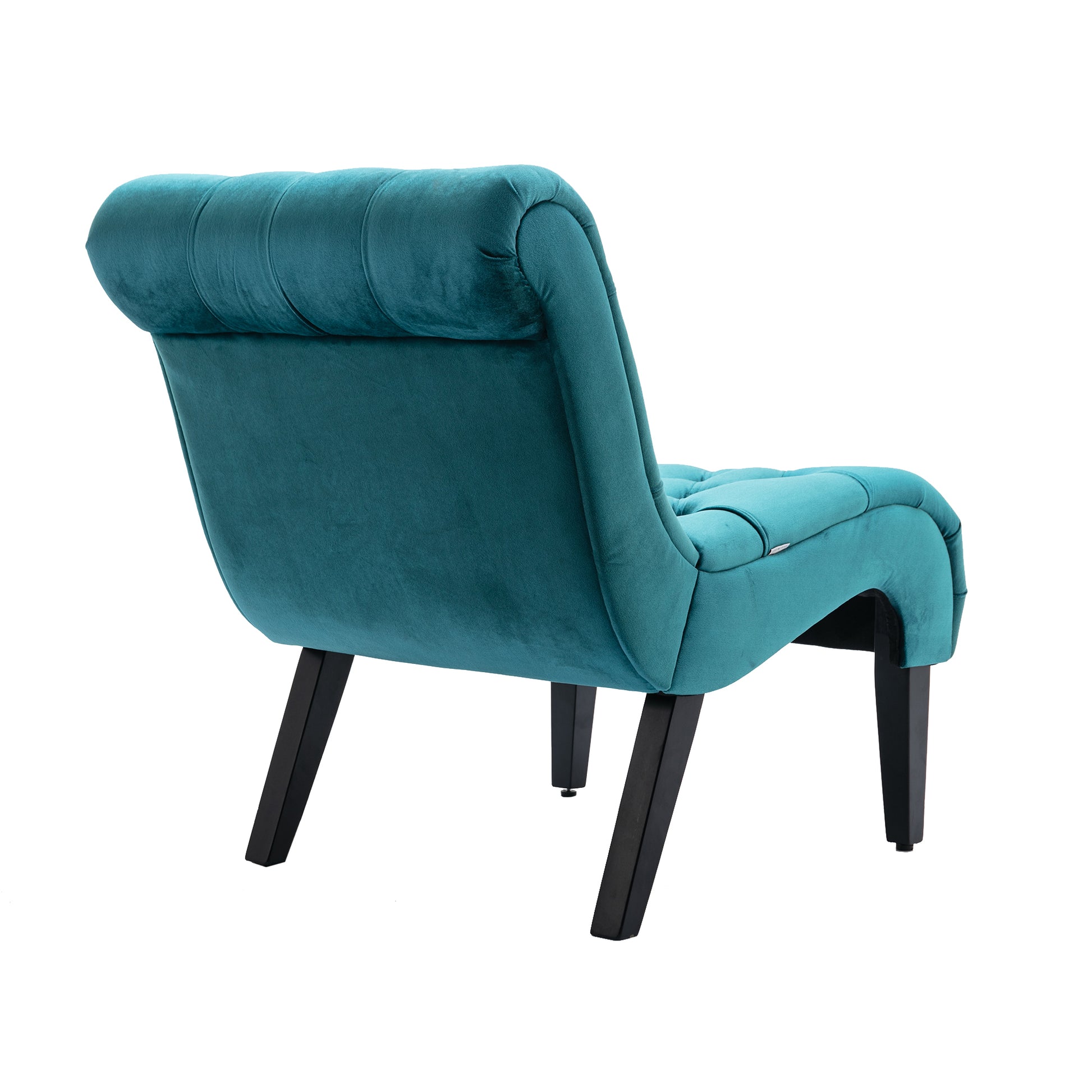 Coolmore Modern Velvet Armless Accent Living Room Chair Leisure Chair,Upholstered Fabric Button Comfortable Chair With Wooden Legs For Bedroom, Living Room, Office Teal Velvet Teal Primary Living Space Foam Velvet
