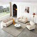 Linen Fabric Upholstery With Storage Sofa 1 2 3 Sectional Beige Beige Foam Fabric