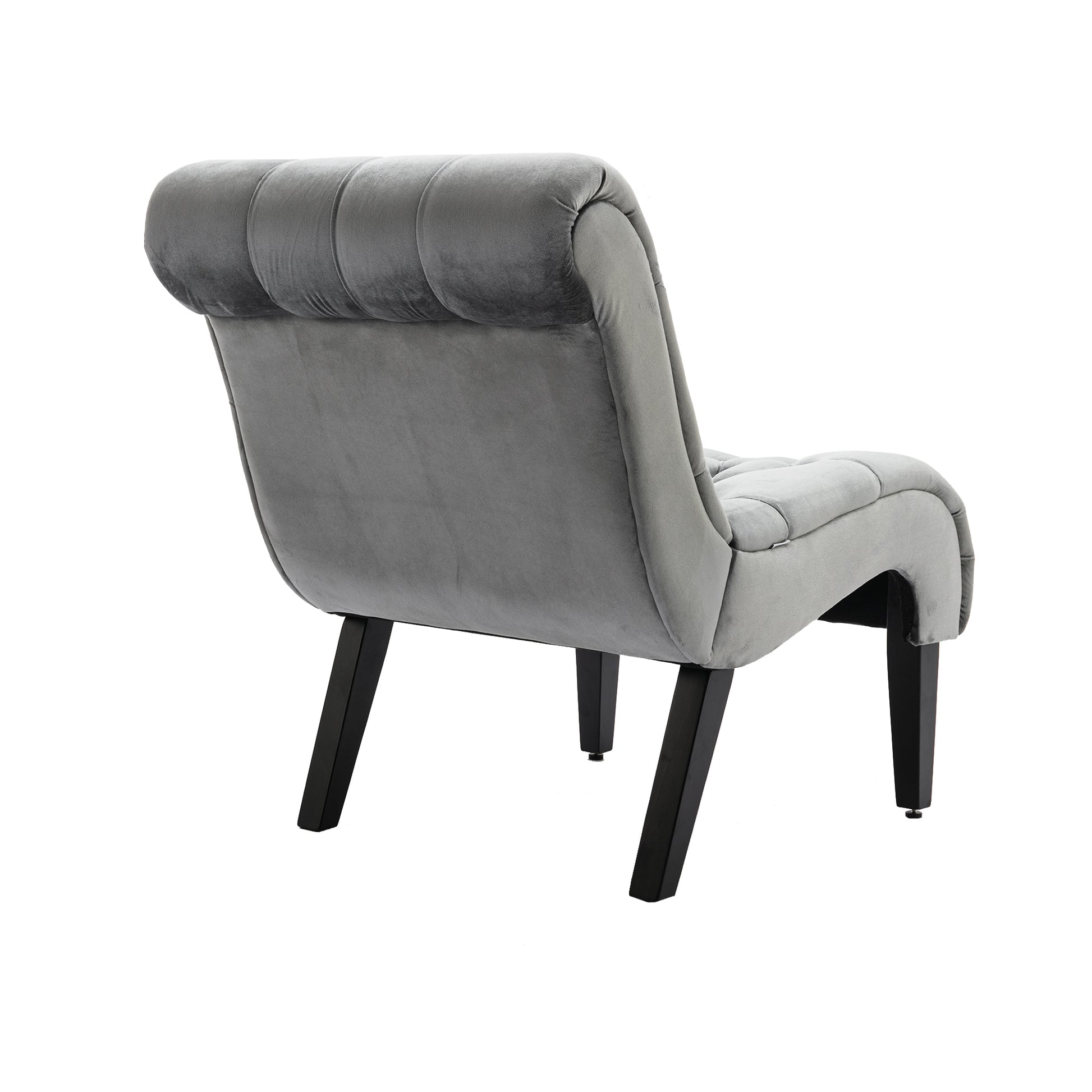 Coolmore Modern Velvet Armless Accent Living Room Chair Leisure Chair,Upholstered Fabric Button Comfortable Chair With Wooden Legs For Bedroom, Living Room, Office Silver Velvet Silver Foam Velvet