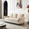 Linen Fabric Upholstery With Storage Sofa Beige Beige Foam Fabric