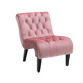 Coolmore Modern Velvet Armless Accent Living Room Chair Leisure Chair,Upholstered Fabric Button Comfortable Chair With Wooden Legs For Bedroom, Living Room, Office Pink Velvet Pink Primary Living Space Foam Velvet