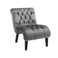 Coolmore Modern Velvet Armless Accent Living Room Chair Leisure Chair,Upholstered Fabric Button Comfortable Chair With Wooden Legs For Bedroom, Living Room, Office Silver Velvet Silver Foam Velvet