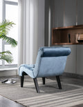 Coolmore Modern Velvet Armless Accent Living Room Chair Leisure Chair,Upholstered Fabric Button Comfortable Chair With Wooden Legs For Bedroom, Living Room, Office Light Blue Velvet Light Blue Foam Velvet