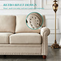 Linen Fabric Upholstery With Storage Sofa Beige Beige Foam Fabric