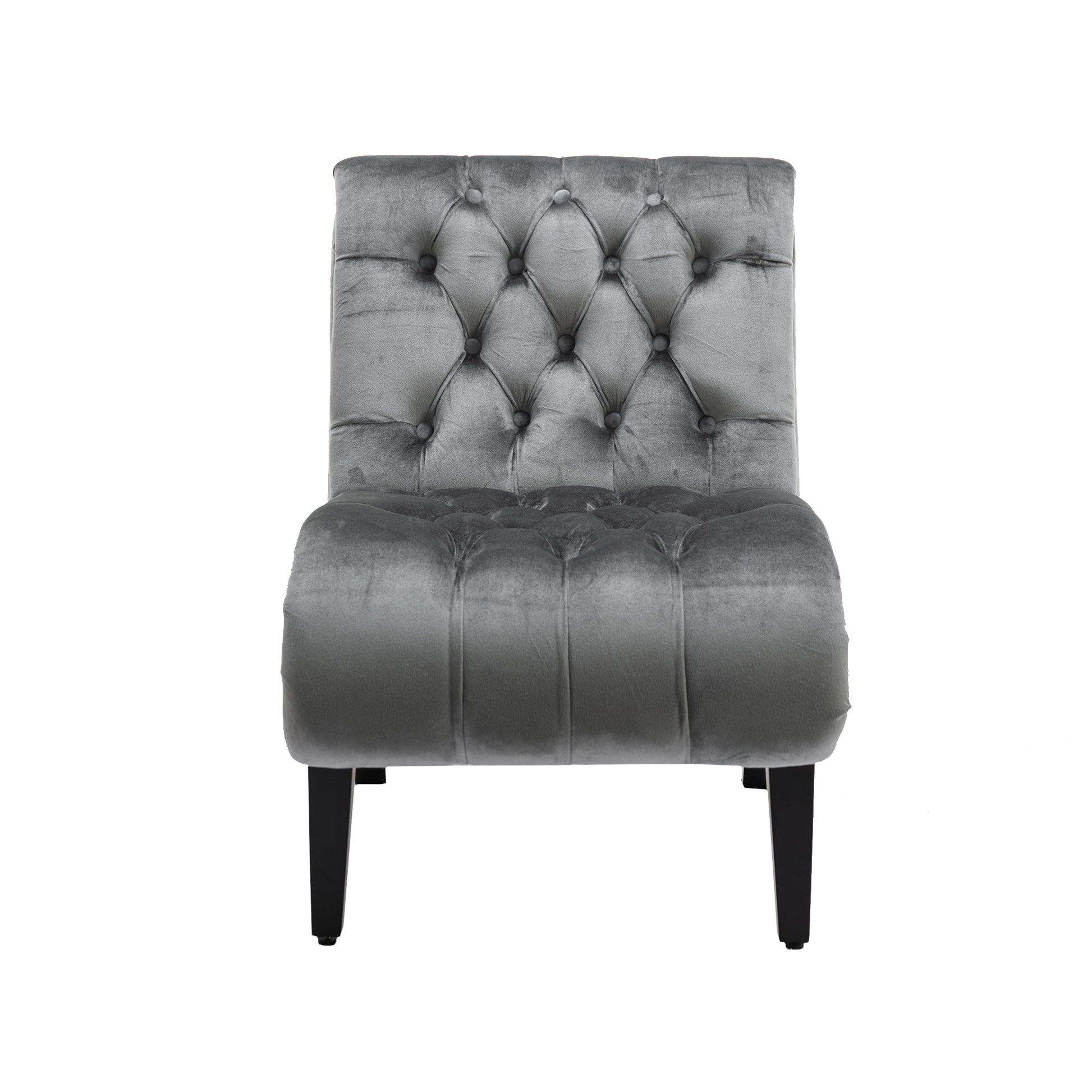 Coolmore Modern Velvet Armless Accent Living Room Chair Leisure Chair,Upholstered Fabric Button Comfortable Chair With Wooden Legs For Bedroom, Living Room, Office Silver Velvet Silver Foam Velvet