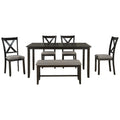 6 Piece Kitchen Dining Table Set Wooden Rectangular Dining Table, 4 Fabric Chairs And Bench Family Furniture Espresso Espresso Solid Wood