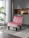 Coolmore Modern Velvet Armless Accent Living Room Chair Leisure Chair,Upholstered Fabric Button Comfortable Chair With Wooden Legs For Bedroom, Living Room, Office Pink Velvet Pink Primary Living Space Foam Velvet