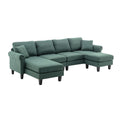 Coolmore Accent Sofa Living Room Sofa Sectional Sofa, U Shape Sectional Sofa With Ottoman, Reversible Sofa Couch For Living Room Emerald Linen Emerald Foam Linen 4 Seat