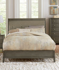 Transitional Style Gray Finish 1Pc Queen Size Sleigh Bed Button Tufted Faux Leather Upholstered Headboard Bedframe Queen Gray Bedroom Transitional Sleigh Wood