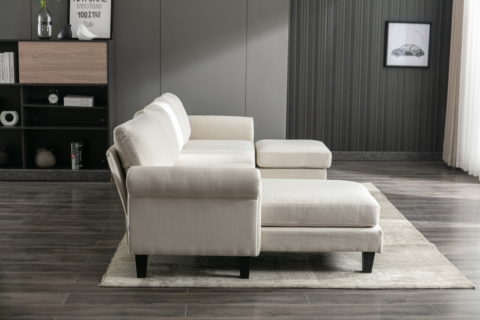 Coolmore Accent Sofa Living Room Sofa Sectional Sofa, U Shape Sectional Sofa With Ottoman, Reversible Sofa Couch For Living Room Beige Linen Beige Foam Linen 4 Seat