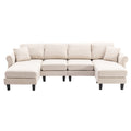 Coolmore Accent Sofa Living Room Sofa Sectional Sofa, U Shape Sectional Sofa With Ottoman, Reversible Sofa Couch For Living Room Beige Linen Beige Foam Linen 4 Seat