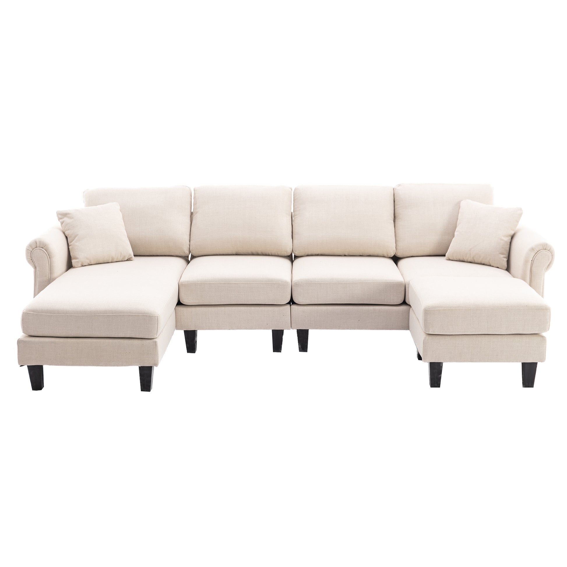 Coolmore Accent Sofa Living Room Sofa Sectional Sofa, U Shape Sectional Sofa With Ottoman, Reversible Sofa Couch For Living Room Beige Linen Beige Foam Linen 4 Seat