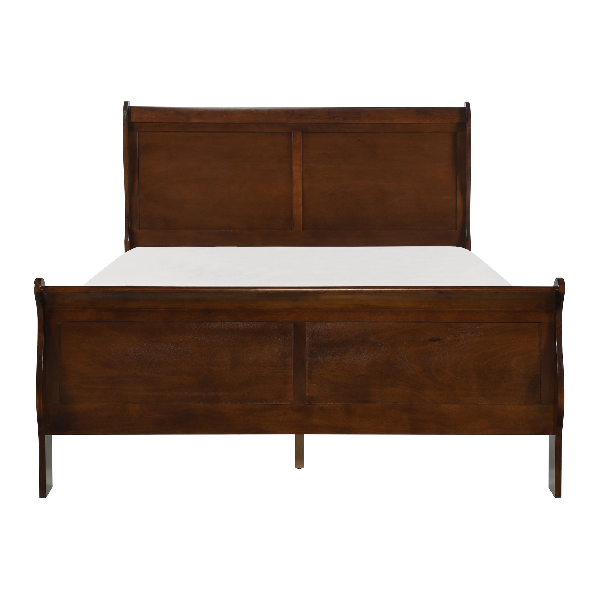 Classic Louis Philipe Style Eastern King Bed Brown Cherry Finish 1Pc Traditional Design Bedroom Furniture Sleigh Bed Box Spring Required King Brown Wood Bedroom Traditional,Transitional Bed Frame Wood