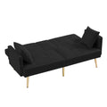 Black Velvet Futon Sofa Bed With Gold Metal Legs Black Velvet Wood Tufted Back Eucalyptus Square Arms Foam Velvet 2 Seat