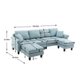 Coolmore Accent Sofa Living Room Sofa Sectional Sofa, U Shape Sectional Sofa With Ottoman, Reversible Sofa Couch For Living Room Light Blue Linen Light Blue Foam Linen 4 Seat