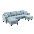 Coolmore Accent Sofa Living Room Sofa Sectional Sofa, U Shape Sectional Sofa With Ottoman, Reversible Sofa Couch For Living Room Light Blue Linen Light Blue Foam Linen 4 Seat