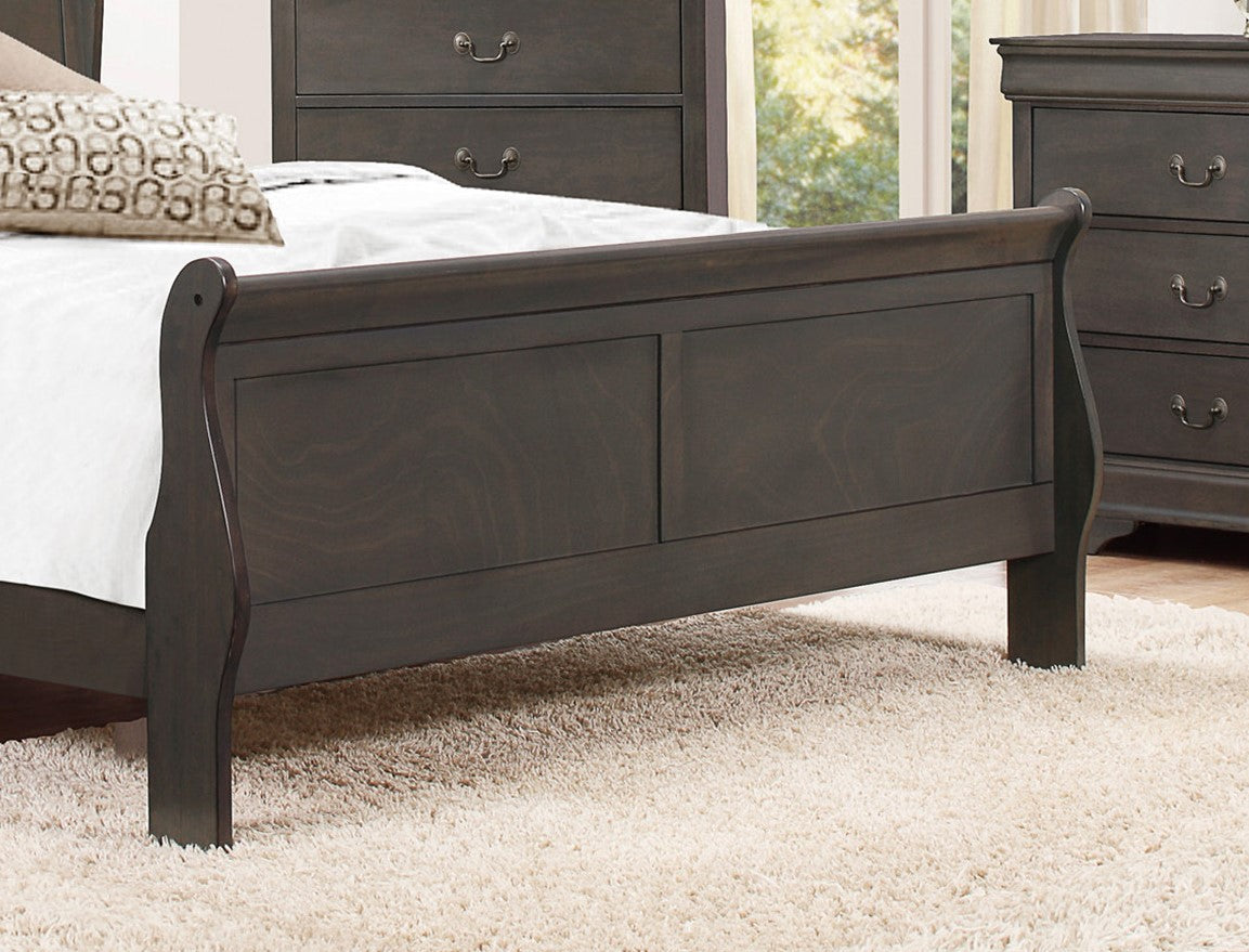 Stained Gray Finish Louis Philippe Style 1Pc Queen Size Sleigh Bed Traditional Design Queen Gray Bedroom Traditional Wood