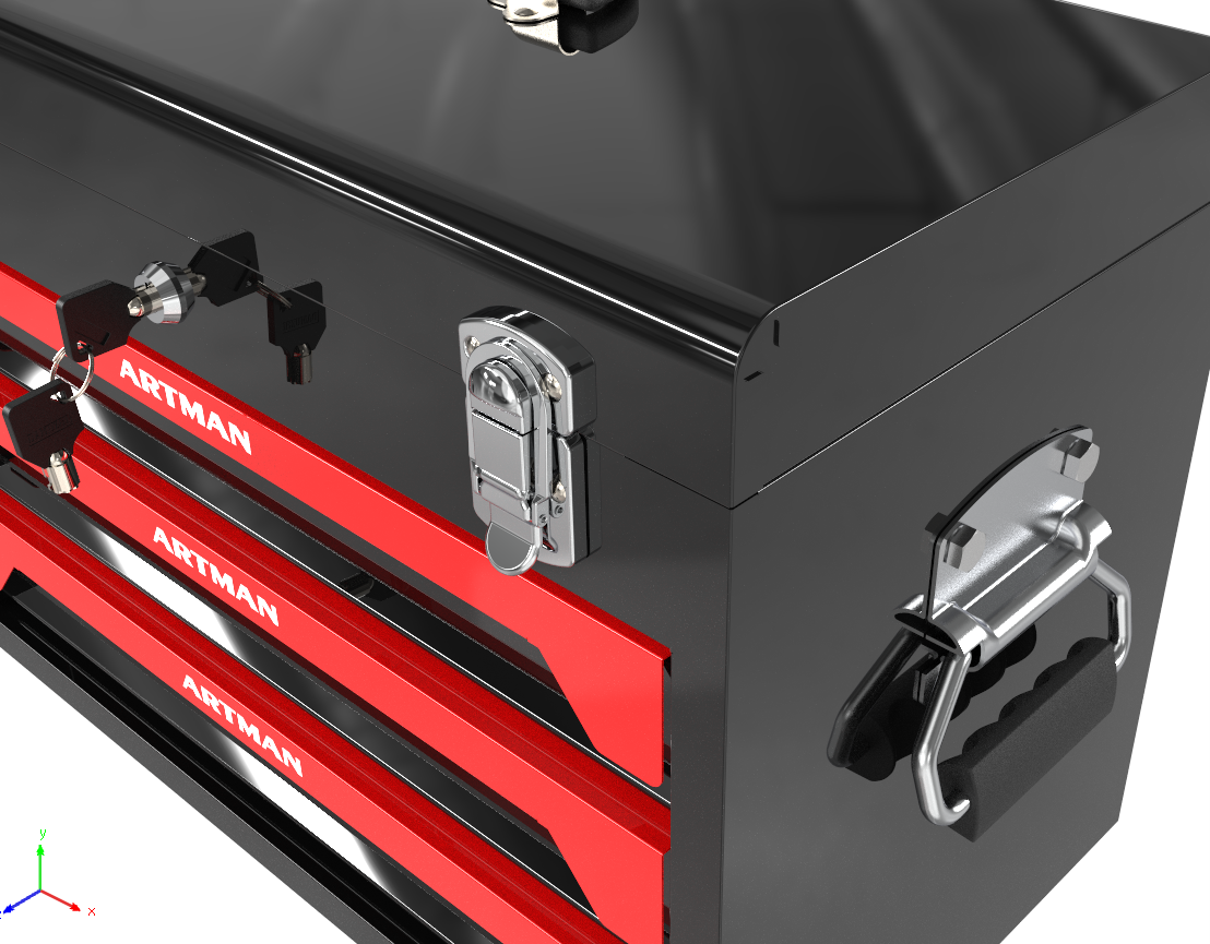 3 Drawers Tool Box With Tool Set Black Steel