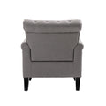 Mid Century Modern Accent Chair, Linen Armchair W Tufted Back Wood Legs, Upholstered Lounge Arm Chair Single Sofa For Living Room Bedroom, Light Grey Light Gray Foam Linen