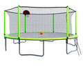 15Ft Trampoline With Basketball Hoop Inflator And Ladder Inner Safety Enclosure Green Green Steel