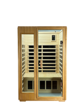 Two Person Basswood Far Infrared Outdoor Sauna Room Natural Wood Solid Wood