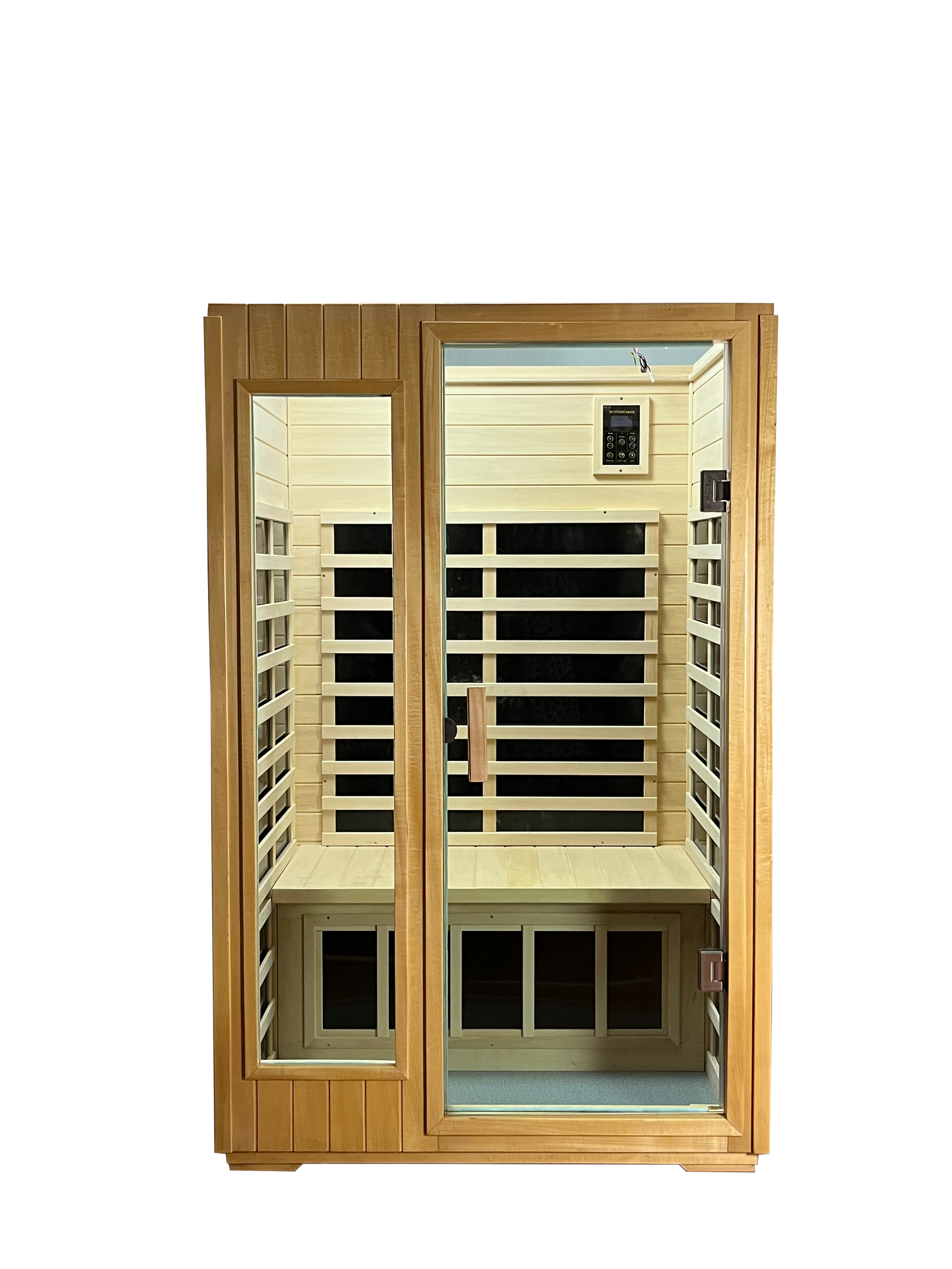 Two Person Basswood Far Infrared Outdoor Sauna Room Natural Wood Solid Wood