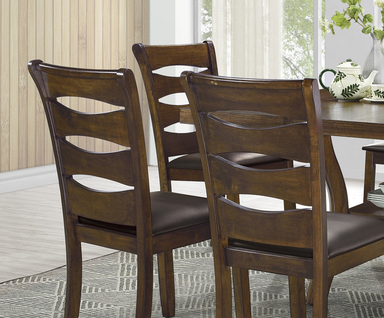 Transitional Style Unique Back Design Set Of 2Pc Wooden Side Chairs Brown Finish Dining Room Furniture Brown Dining Room Transitional Wood