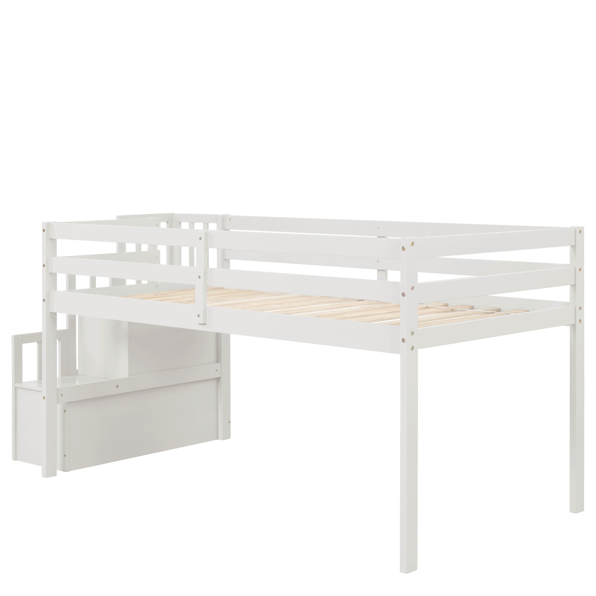 Loft Bed With Staircasewhite Twin White Pine