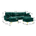 Coolmore U Shape Sectional Sofa With Ottomanreversible Sofa Couch For Living Room,Spacious Furniture,Durable Couch Removable And Machine Washable Cover Emerald Velvet Emerald Primary Living Space Foam Velvet 4 Seat