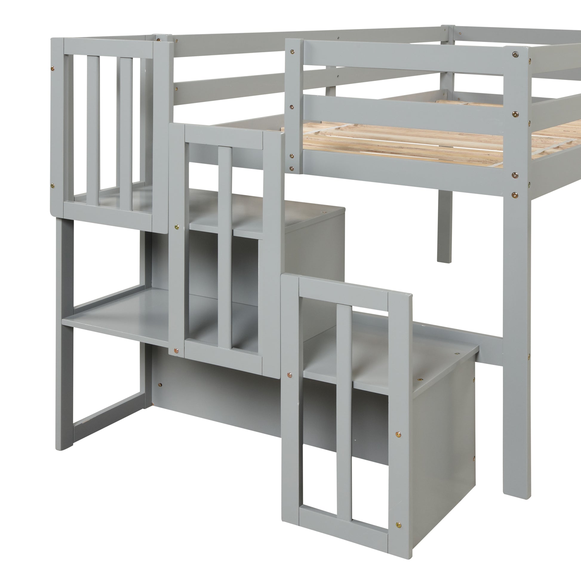 Loft Bed With Staircasegrey Grey Pine