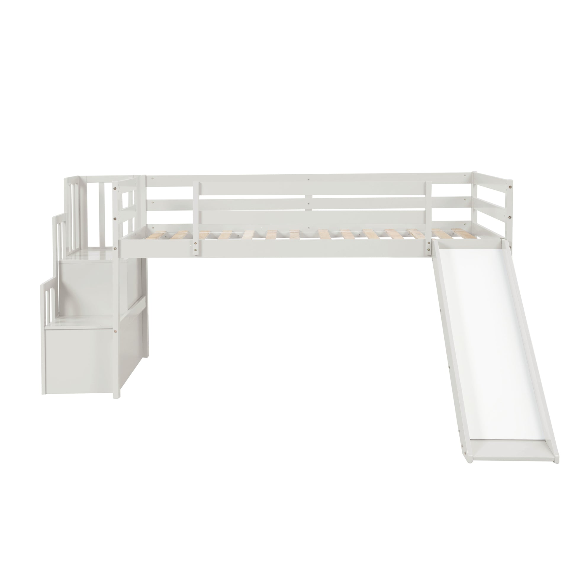 Loft Bed With Staircasewhite Twin White Pine