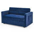 Loveseats Sofa Bed With Pull Out Bed,Adjsutable Back And Two Arm Pocket,Blue 54.5