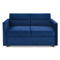 Loveseats Sofa Bed With Pull Out Bed,Adjsutable Back And Two Arm Pocket,Blue 54.5