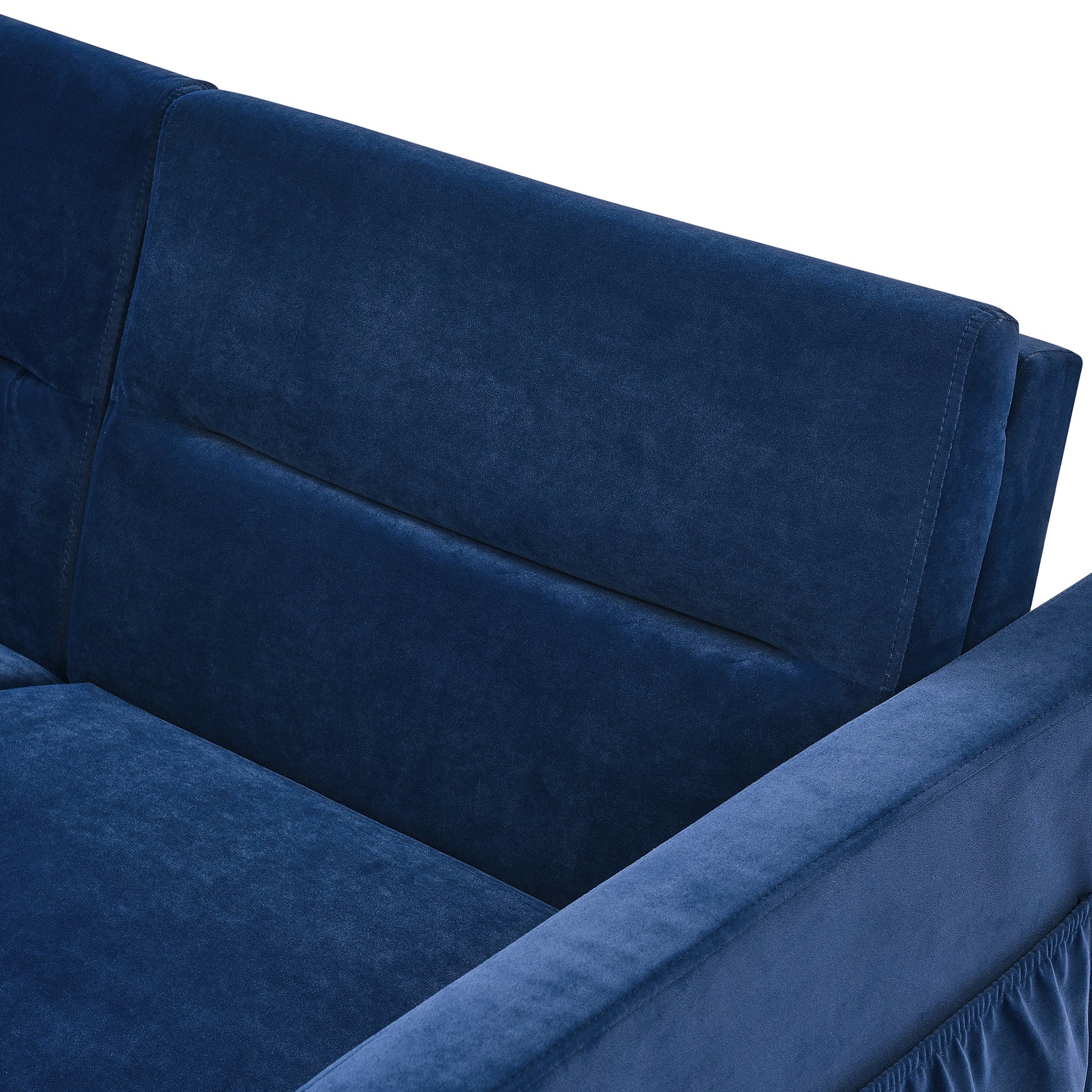 Loveseats Sofa Bed With Pull Out Bed,Adjsutable Back And Two Arm Pocket,Blue 54.5"X33"X31.5" Blue Velvet