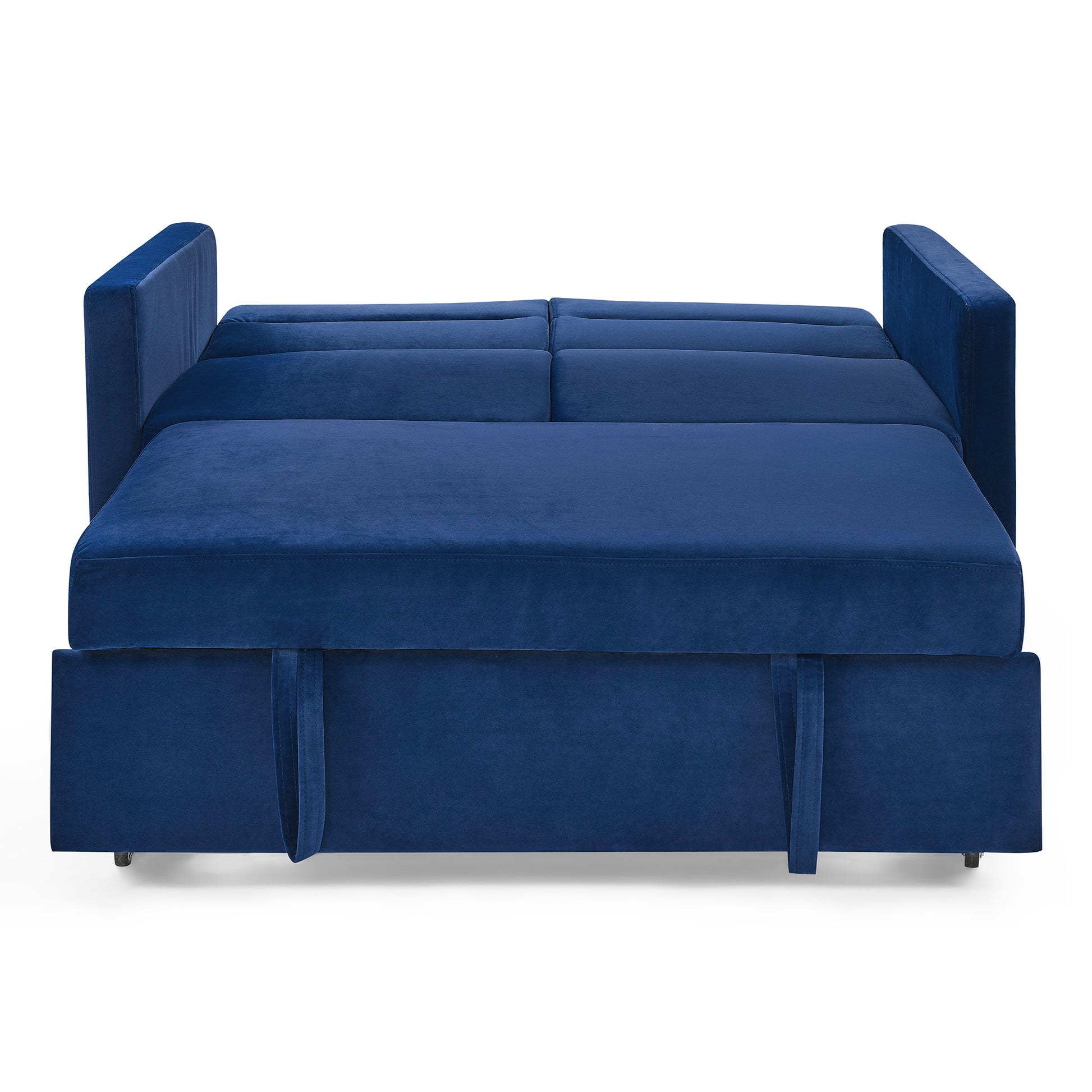 Loveseats Sofa Bed With Pull Out Bed,Adjsutable Back And Two Arm Pocket,Blue 54.5"X33"X31.5" Blue Velvet