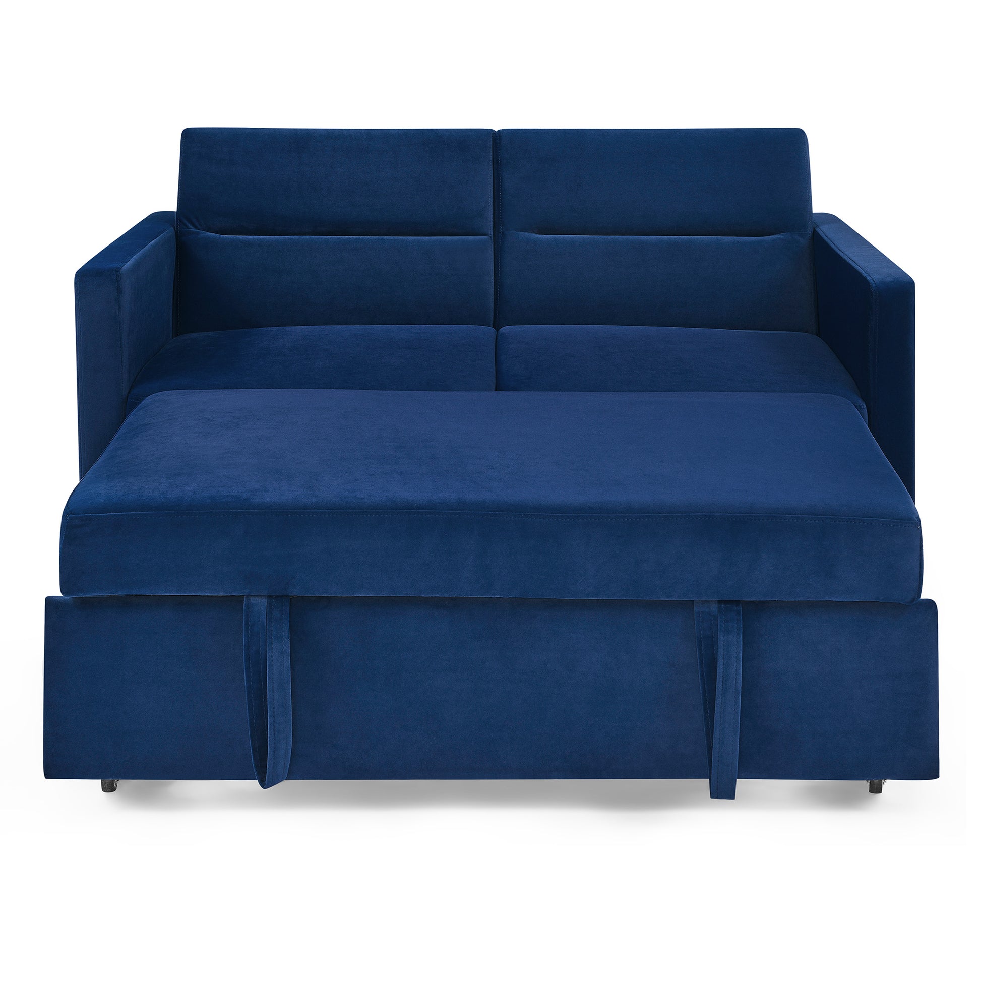 Loveseats Sofa Bed With Pull Out Bed,Adjsutable Back And Two Arm Pocket,Blue 54.5"X33"X31.5" Blue Velvet