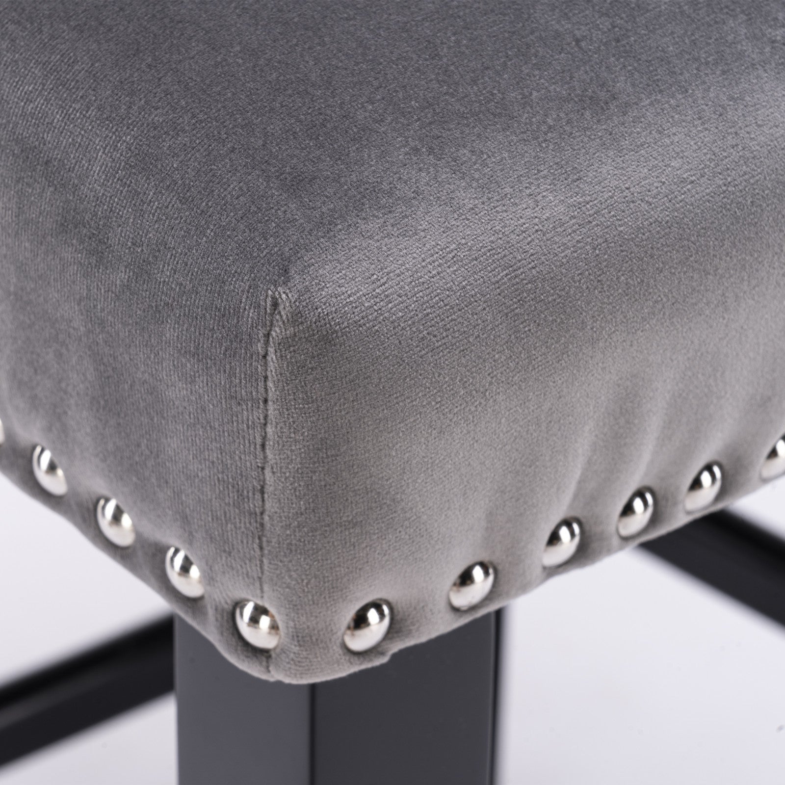 Contemporary Velvet Upholstered Wing Back Barstools With Button Tufted Decoration And Wooden Legs, And Chrome Trim, Leisure Style Bar Chairs,Bar Stools, Set Of 2 Gray ,Sw1824Gy Gray Foam Velvet