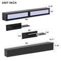 Wall Mount Floating Tv Stand With Four Media Storage Cabinets And Two Shelves, Modern High Gloss Entertainment Center For 95 Inch Tv, 16 Color Rgb Led Lights For Living Room, Bedroom, Black Black Particle Board