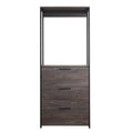 Monica Wood Walk In Closet With Three Drawers And One Shelf In Rustic Gray Gray Solid Wood