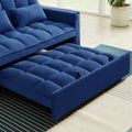 Modern Velvet Convertible Loveseat Sleeper Sofa Couch With Adjustable Backrest, 2 Seater Sofa With Pull Out Bed With 2 Lumbar Pillows For Small Living Room & Apartment Blue Foam Velvet
