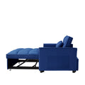 Modern Velvet Convertible Loveseat Sleeper Sofa Couch With Adjustable Backrest, 2 Seater Sofa With Pull Out Bed With 2 Lumbar Pillows For Small Living Room & Apartment Blue Foam Velvet
