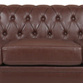 83.66 Inch Width Traditional Square Arm Removable Cushion 3 Seater Sofa Dark Brown Pu Pu