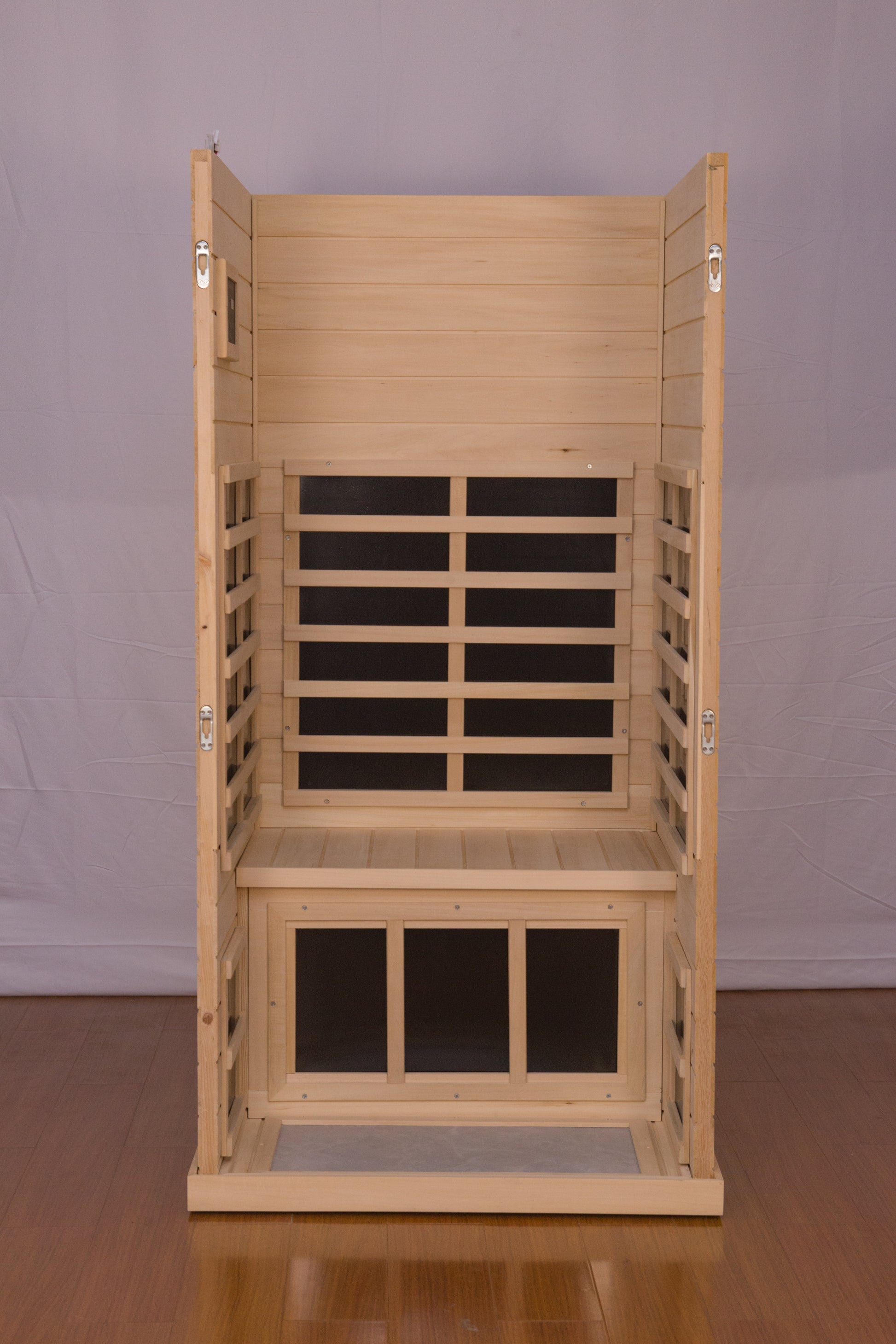 Mini Right Side Hemlock Sauna Room Roof & Floor Natural Solid Wood