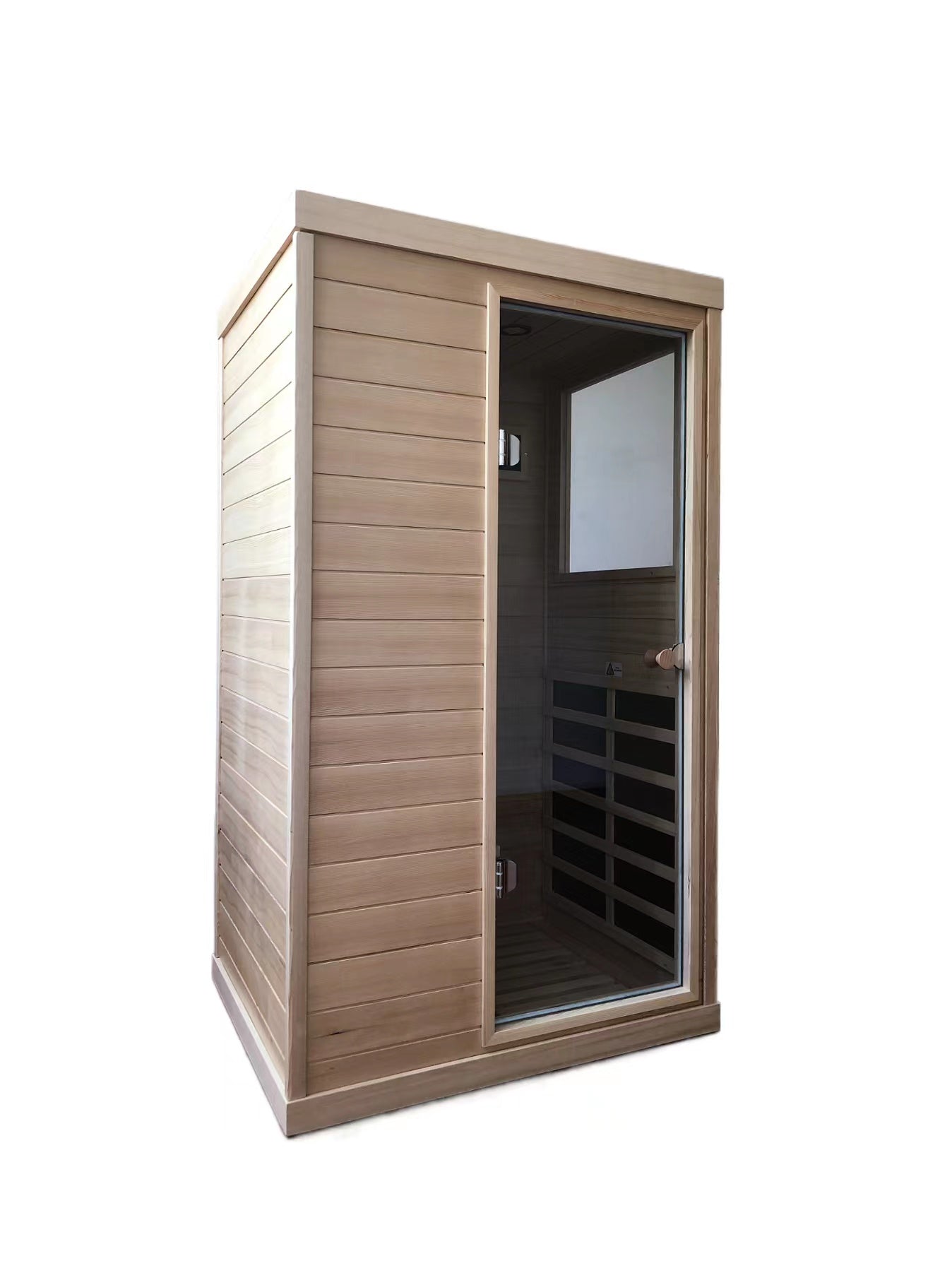 Mini Right Side Hemlock Sauna Room Roof & Floor Natural Solid Wood