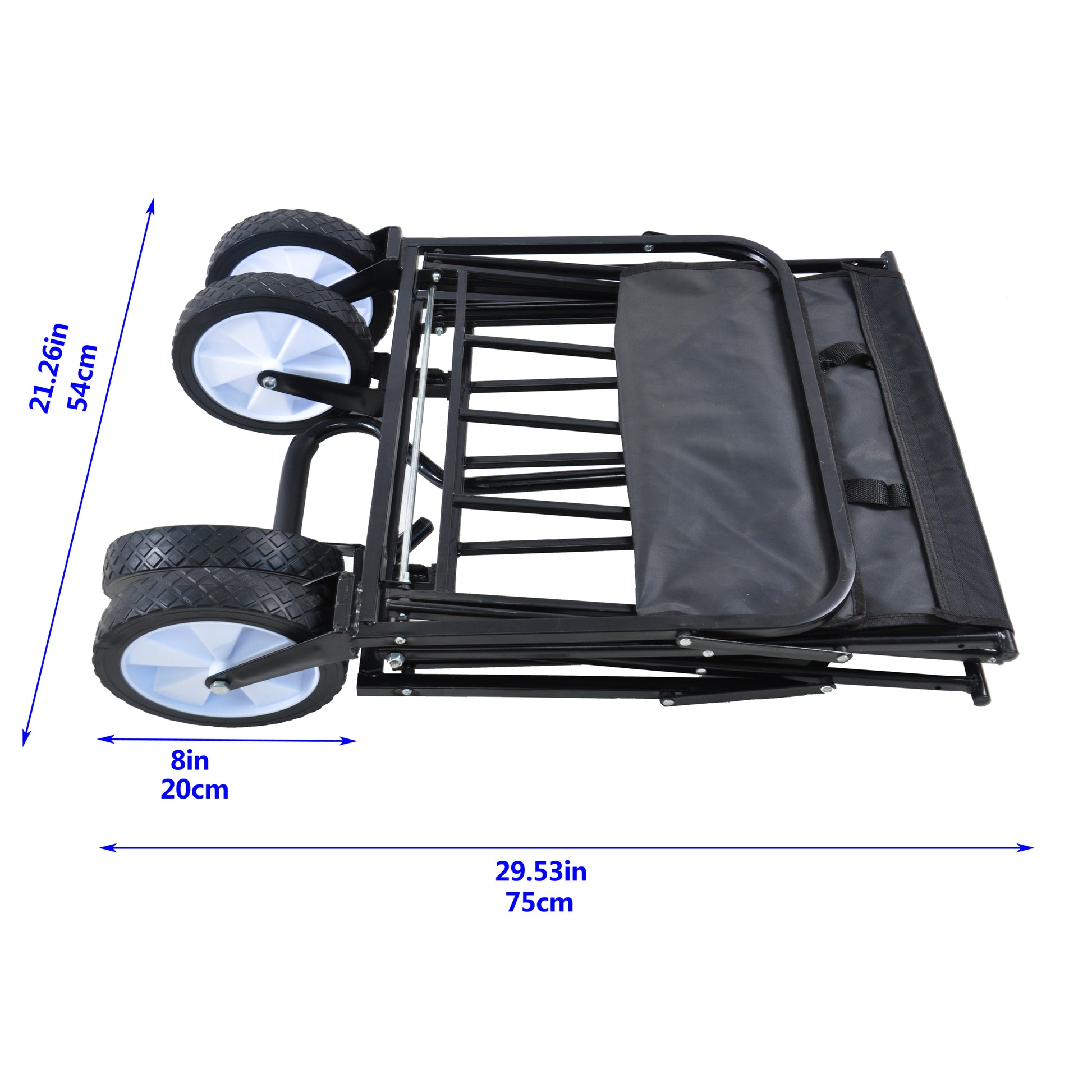 Folding Wagon Garden Shopping Beach Cart Black Black Steel