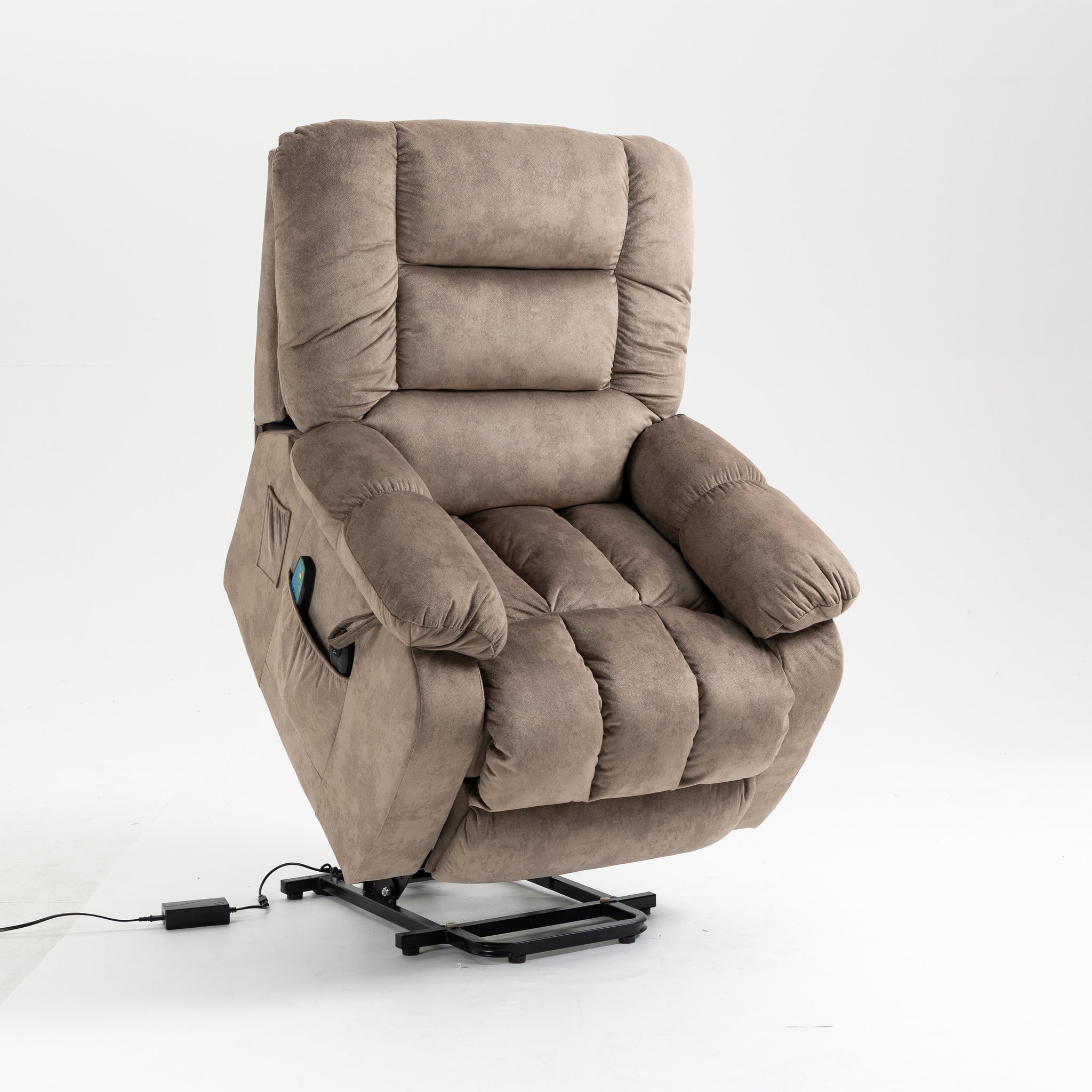 Recliners Lift Chair Relax Sofa Chair Livingroom Furniture Living Room Power Electric Reclining For Elderly Beige Brown Chenille Down Filling